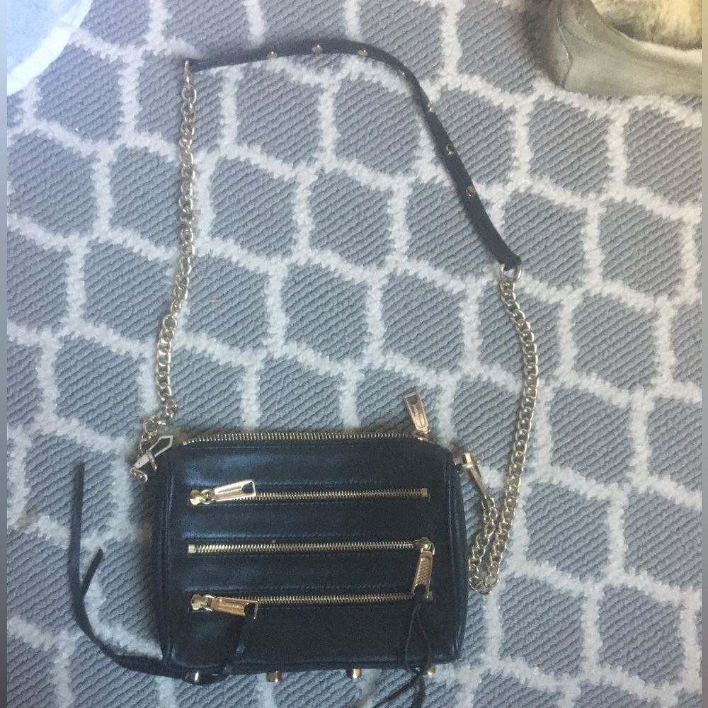 REBECCA MINKOFF Black 4 zipper crossbody